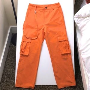 Women’s Orange Mid-rise Utility Cargo Pants